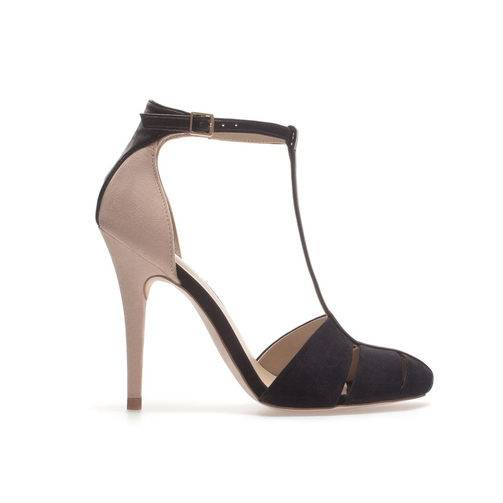 Zara Two-Tone Black and Tan Heels
